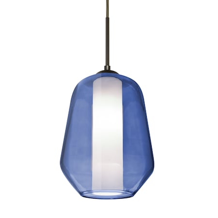 Besa Lighting Link Pendant, Blue/Opal, Bronze Finish, 1x60W Incandescent 1JT-LINKBL-BR
